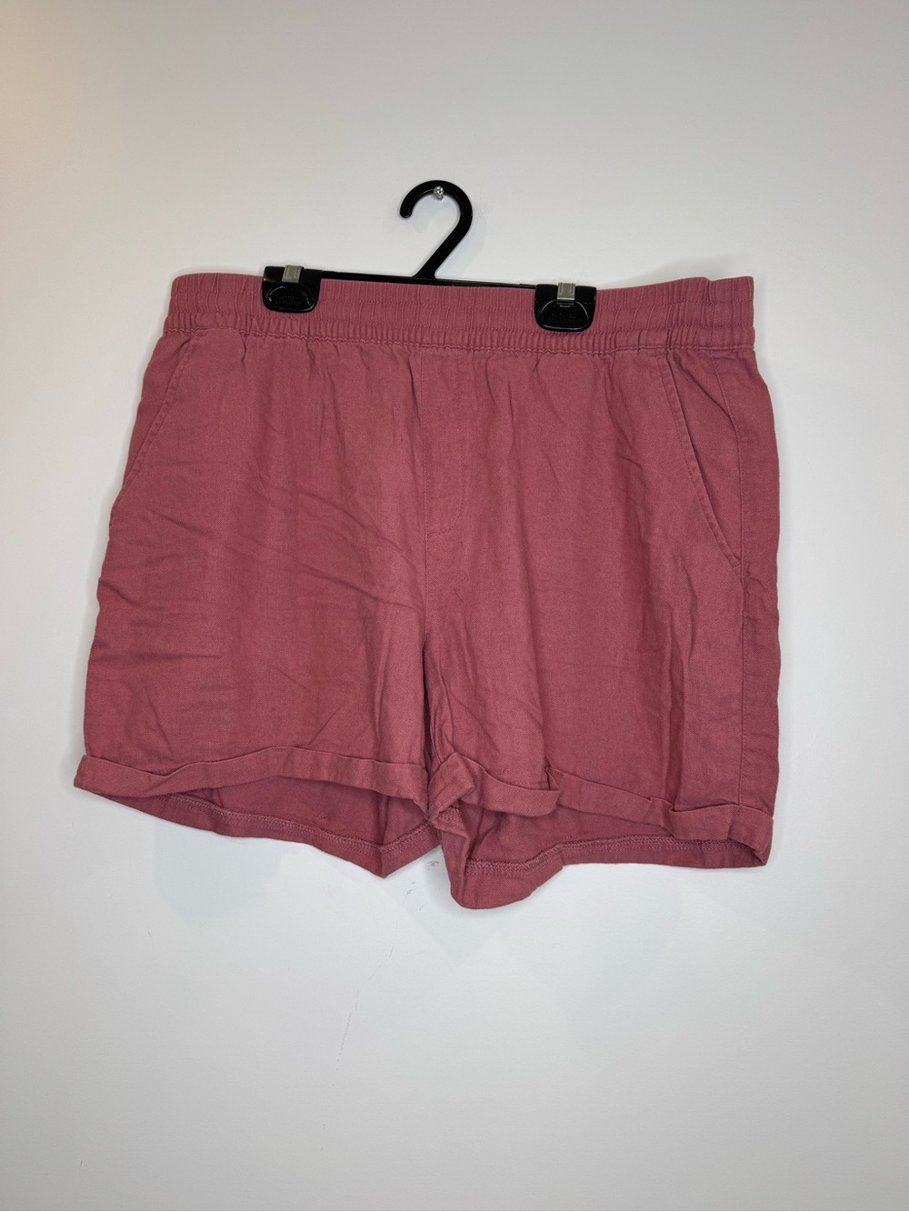 Frank and Oak Women's Elastic Waist Casual Shorts Dusty Rose linen blend sz M